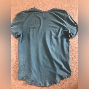 Lululemon shirt, plain blue, cotton, stretchy